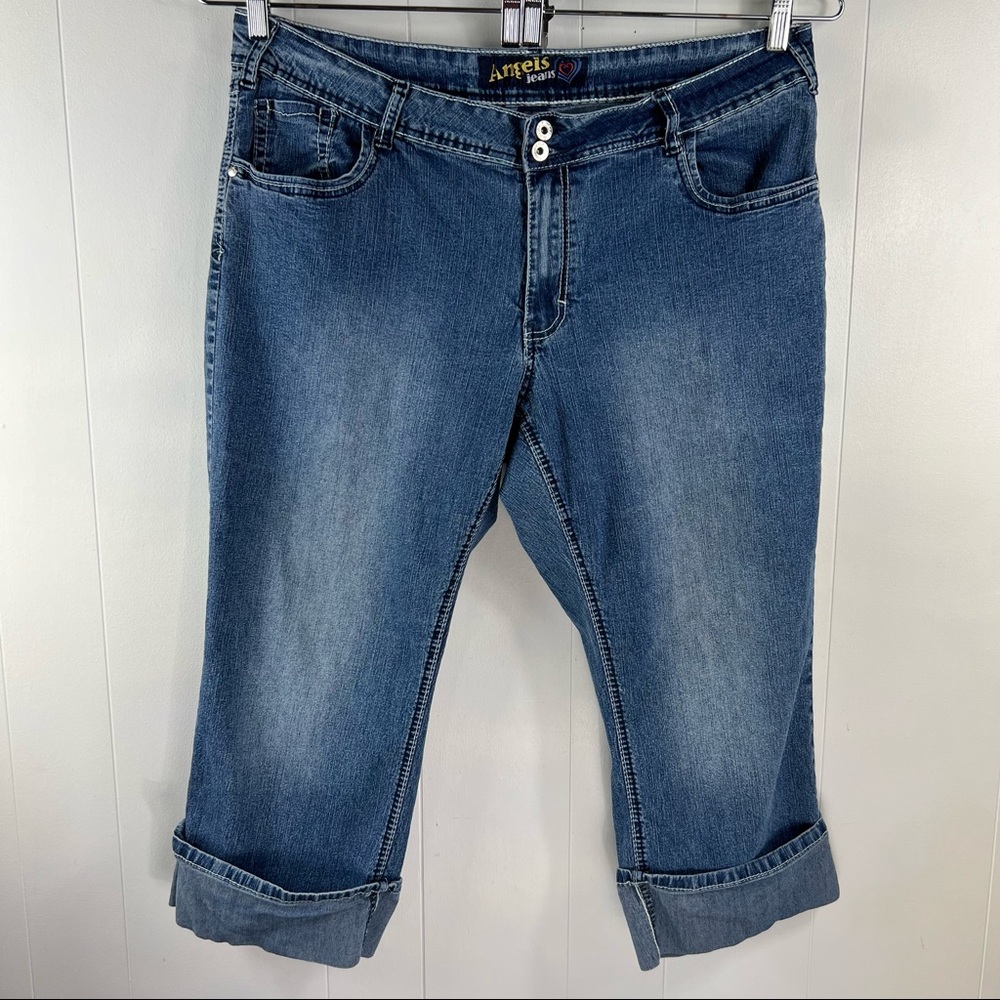 ANGEL’S JEANS Embroidered Boyfriend Cropped with Cuff Jeans Size 22W